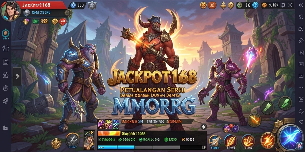 Screenshot gameplay JACKPOT168 menampilkan pertarungan seru di dunia fantasi.