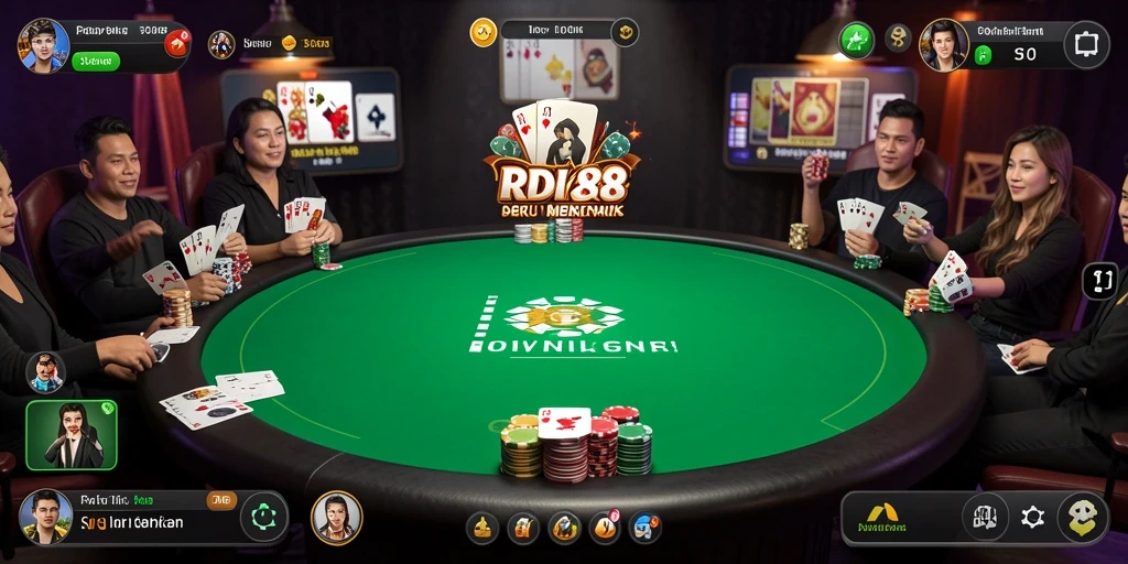 Tampilan utama RDI88 menampilkan aksi seru permainan Poker.